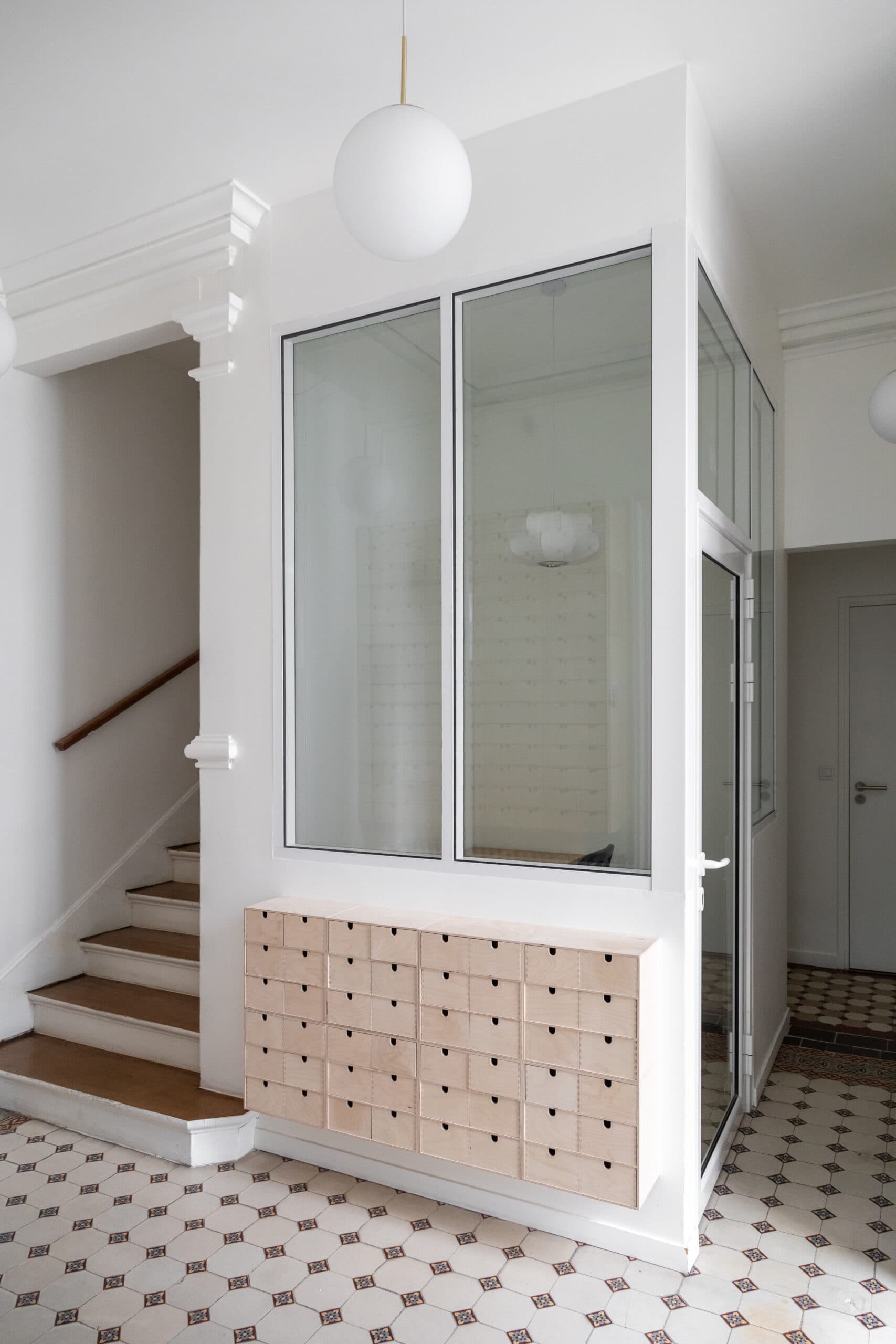 Rénovation - séjour salon - verrière- blanc - architecte d'intérieur